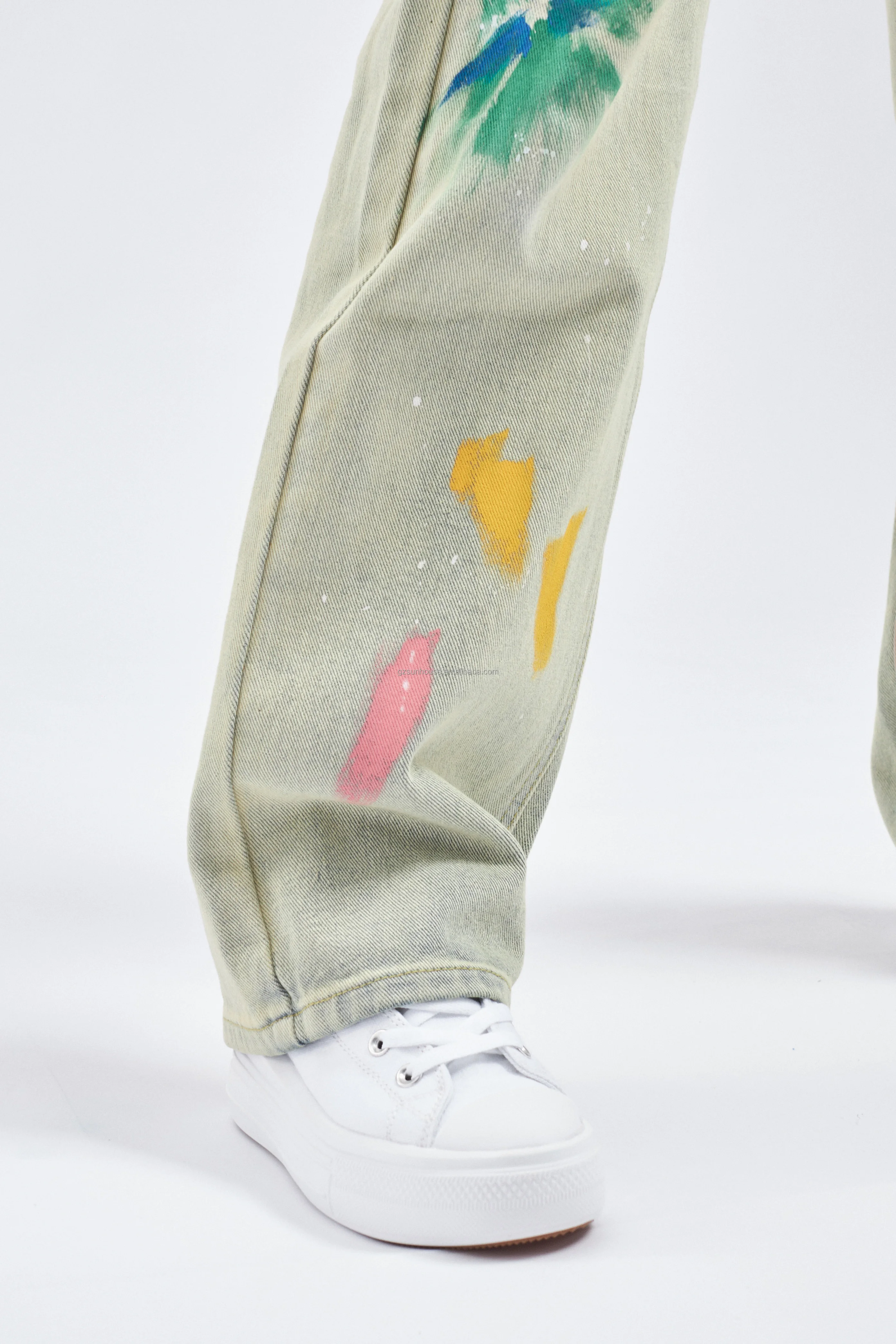 Custom Logo Cotton Denim Women Jeans Pants Trousers High Waist Straight Washed Ladies Wide Leg Jeans Jeans Men Streetwear