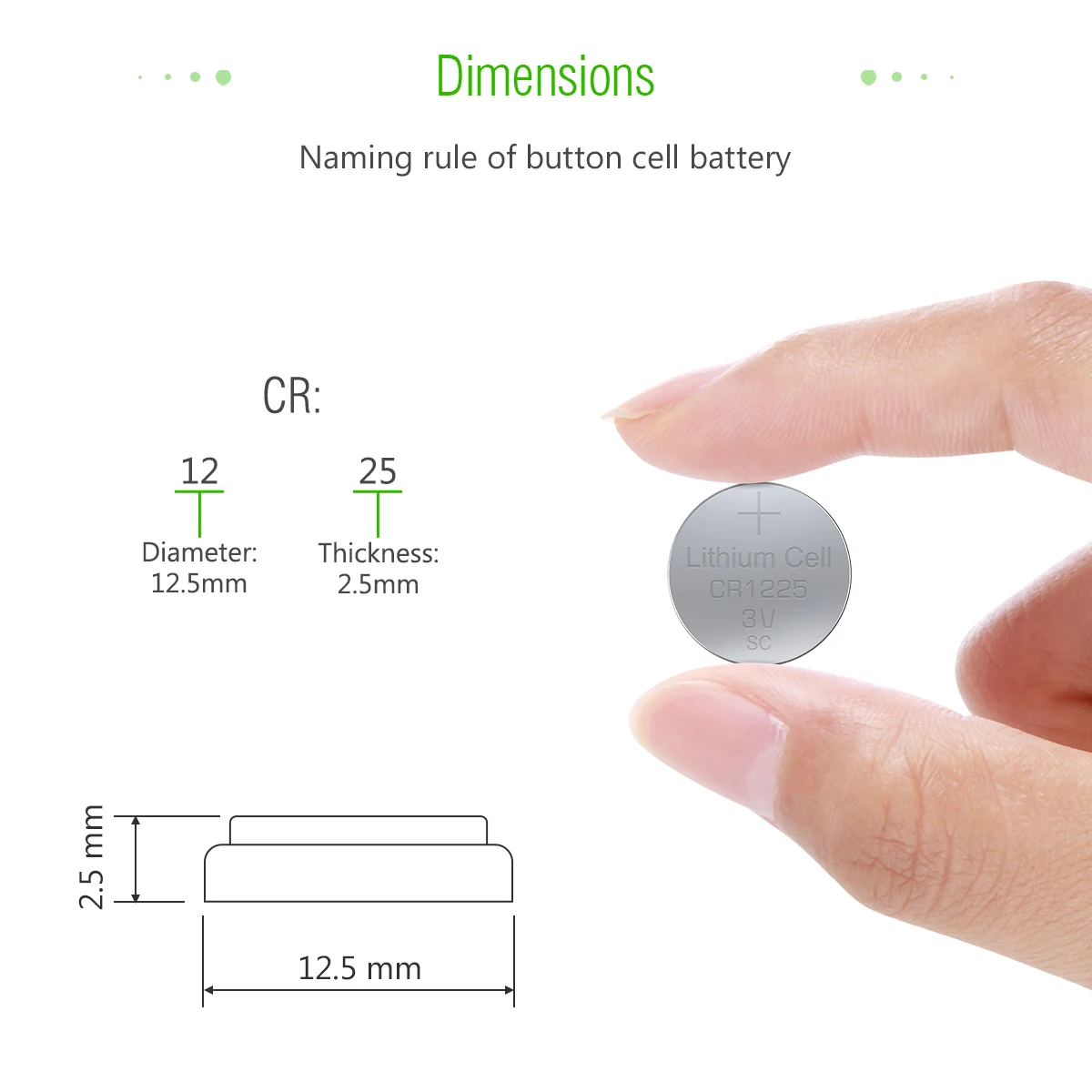 EBL Limno2 Thin 50mAh Battery Coin Cell Lithium Battery CR1225 3.0V Lithium Button Cell Batteries