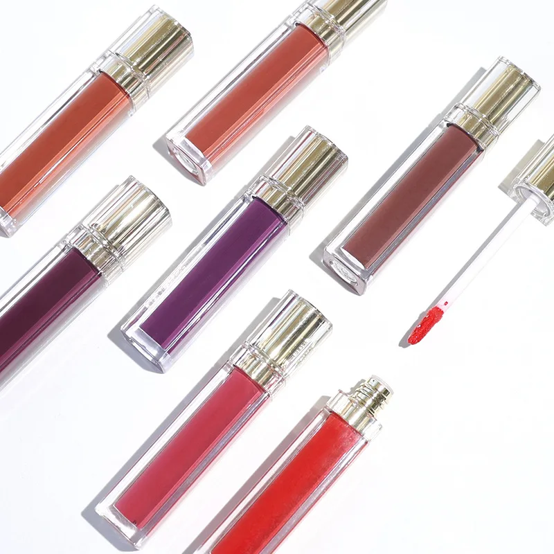 Plant-Based Custom Private Label Moisturizing Lip Gloss High Shine Pearlcent Shimmer Acrylic Matte Lip Gloss