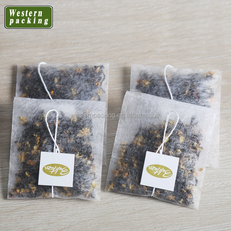 Tea triangular pla biodegradable corn fiber tea bags with label tag