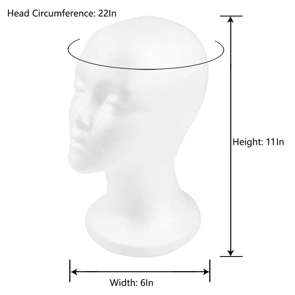 Styrofoam Wig Head, Female Foam Mannequin Head Stand and Holder for Style