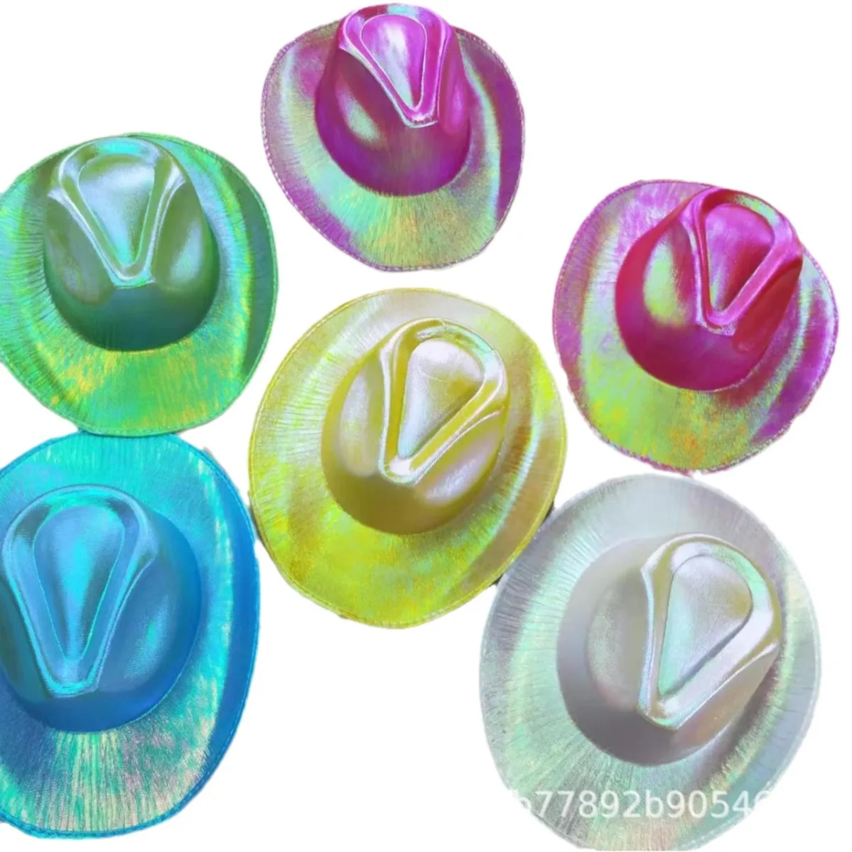 Adult Iridescent Holographic Party Favors Cowboy Hats Cowgirl Party Hat For Women In Metallic Colors