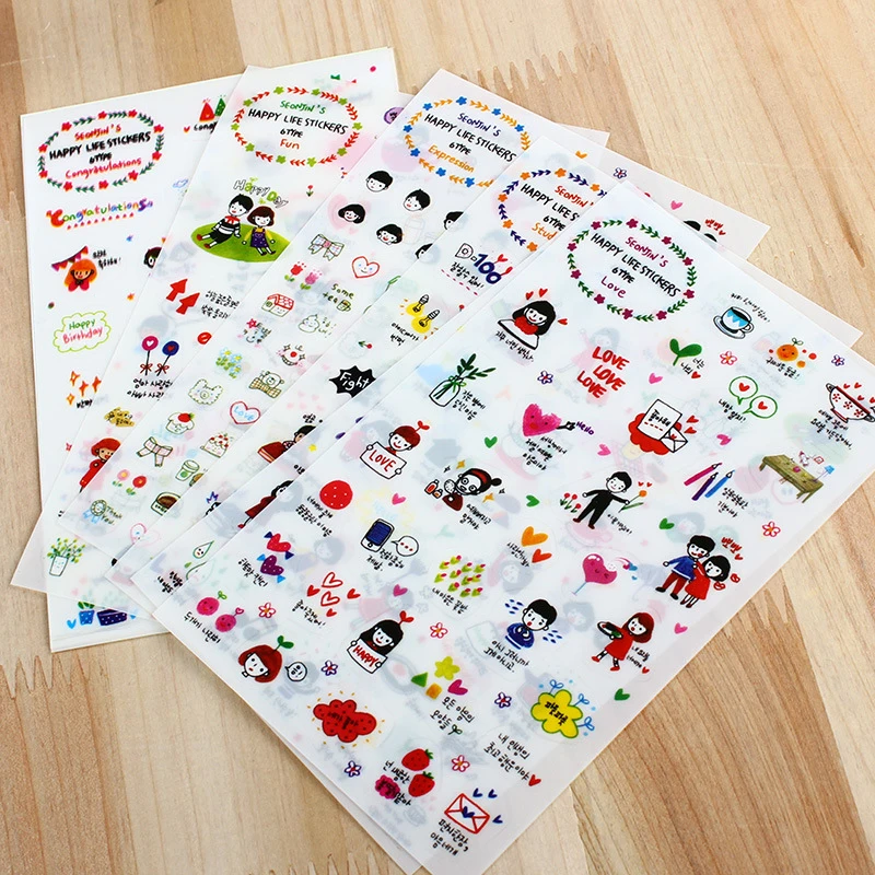OEM transparent vinyl stickers sheet for kids Custom design kiss cut cartoon sticker