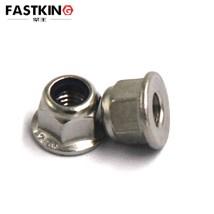 304 ANSI long flange nylock nut stainless steel hex nylon nut 1/4