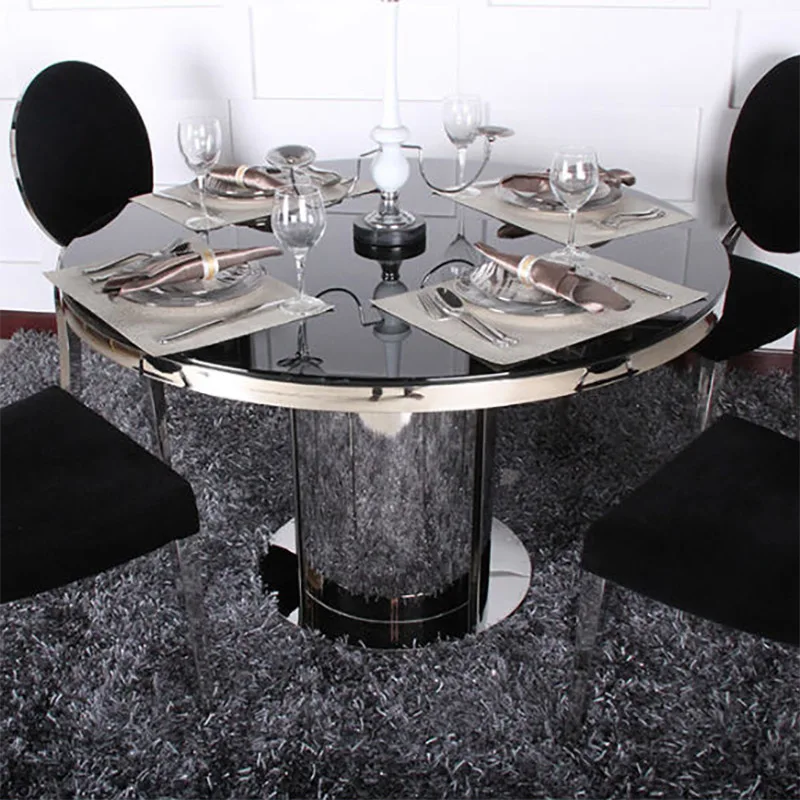 Luxury golden.marble round dining table round dinning table set of 6 8seater glass dinning room chairrose with gold  for wedding