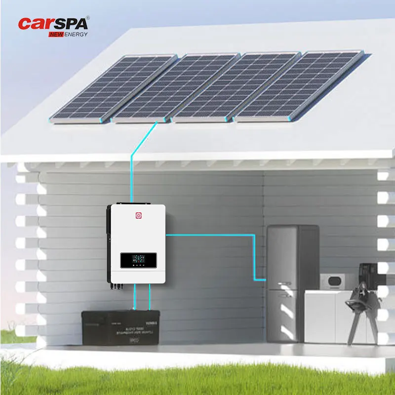 Carspa  New Arrival Dual PV Input and Output 8.2KW 10.2KW On Off Grid MPPT Hybrid Solar Inverter 8KW 10KW