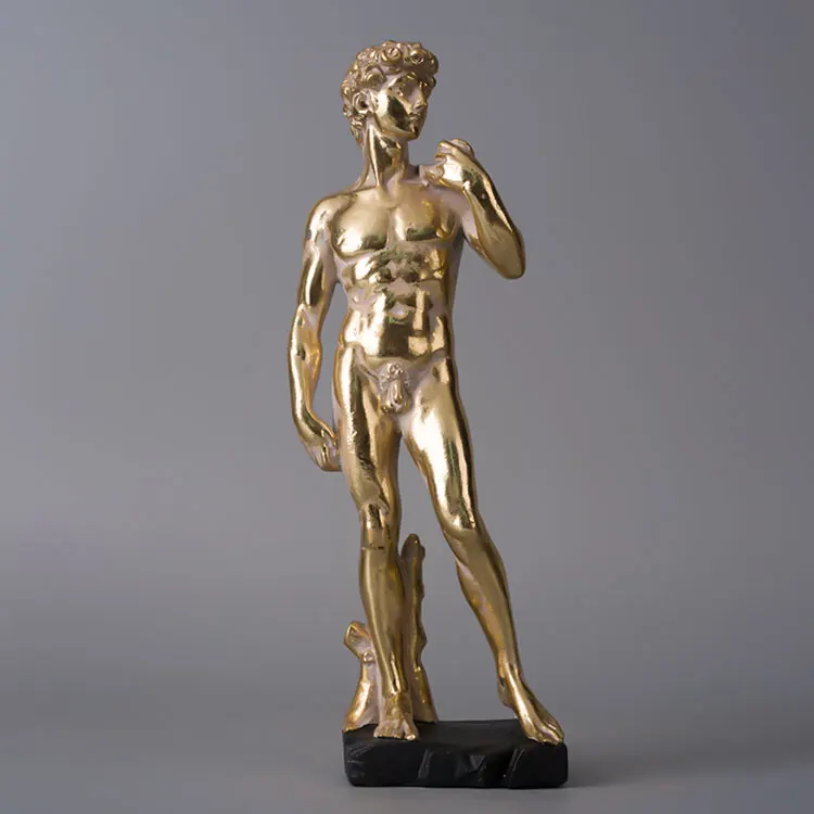 Jiayi Exquisite Simple Customize Resin Crafted Abstract Golden David Naked Statue