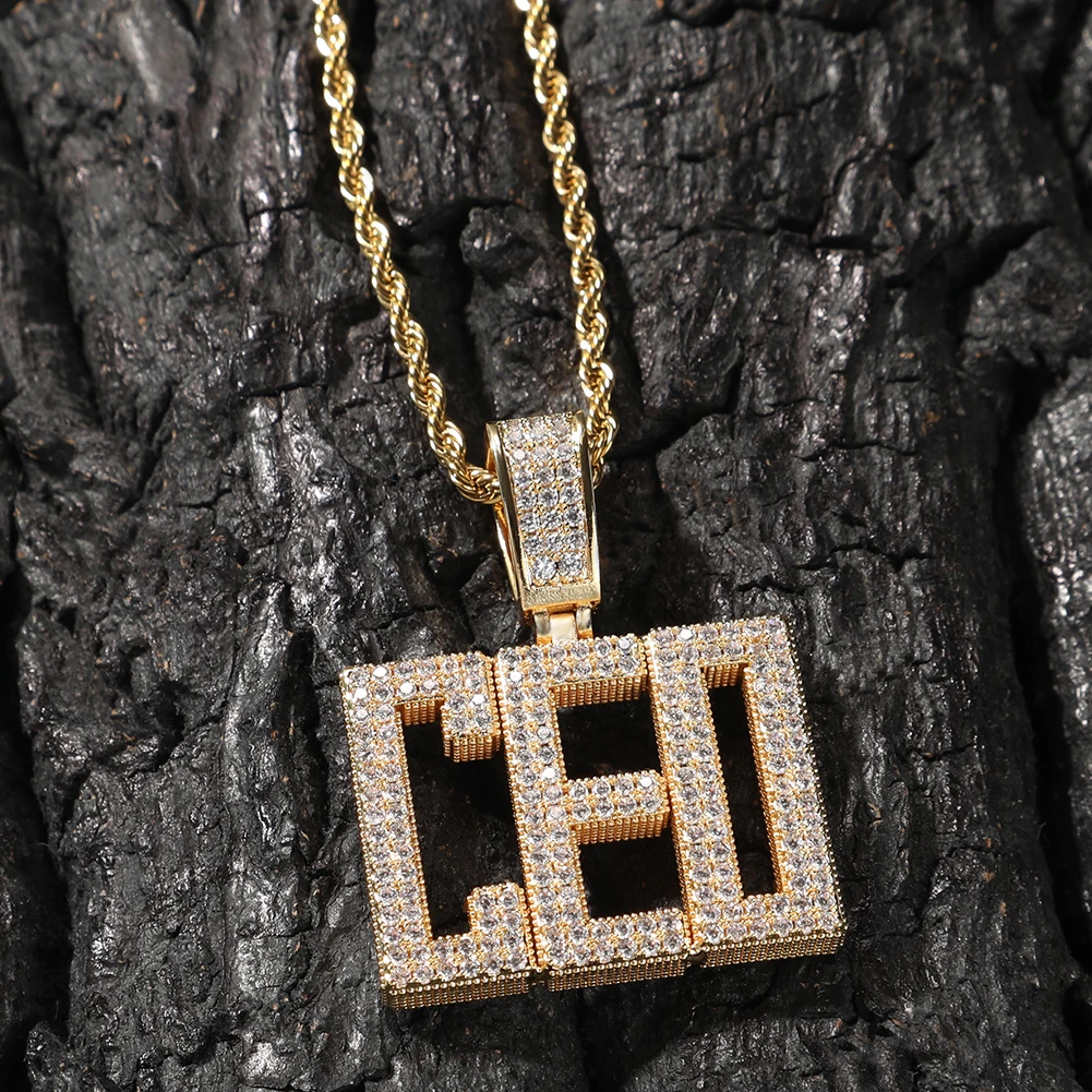 2023 Custom Italics Font Capital Letters Name Pendant Iced Out Name Initial Necklace Pendant Hot Sale CZ Necklace