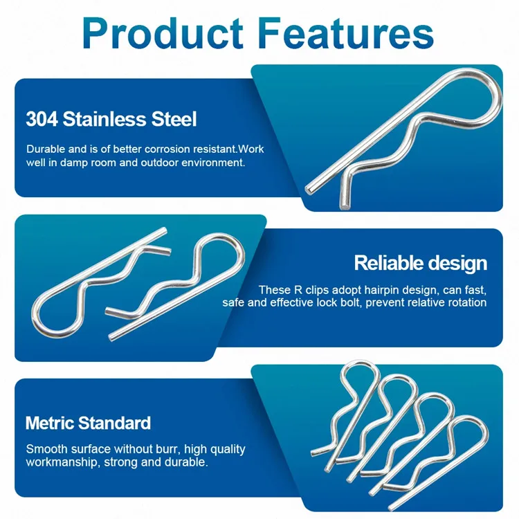 Stainless Steel 304 M1.2 M1.6 M1.8 M2 M2.5 M3 M4 R Clips Split Cotter Pins