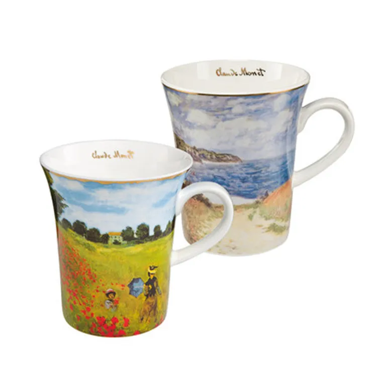 Colorful printed abstract Van Gogh western moder custom bone china coffee mug with logo