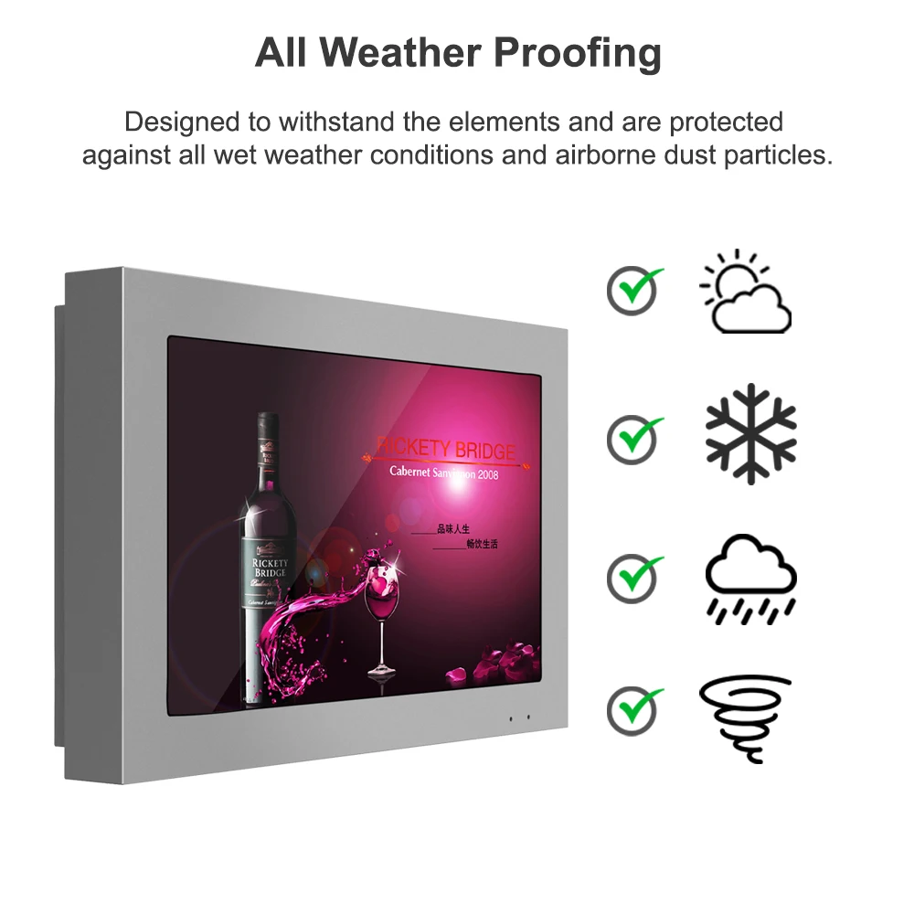 32 inch Outdoor LCD Display Horizontal Advertising Digital Display Signage TV Display