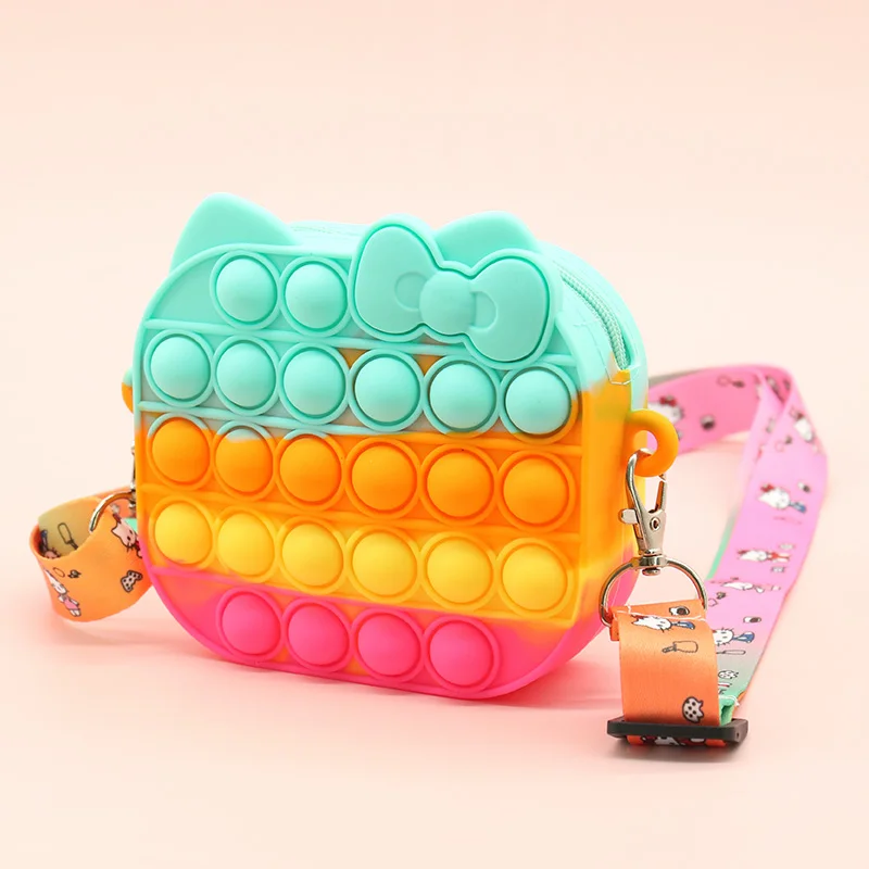 Лидер продаж на Amazon, силиконовый Сжимаемый пузырь для снятия стресса, сенсорный выпрыгивающий пуш-игрушка, рельефный Кошелек для монет, сумочка, антистресс, кошелек для детей