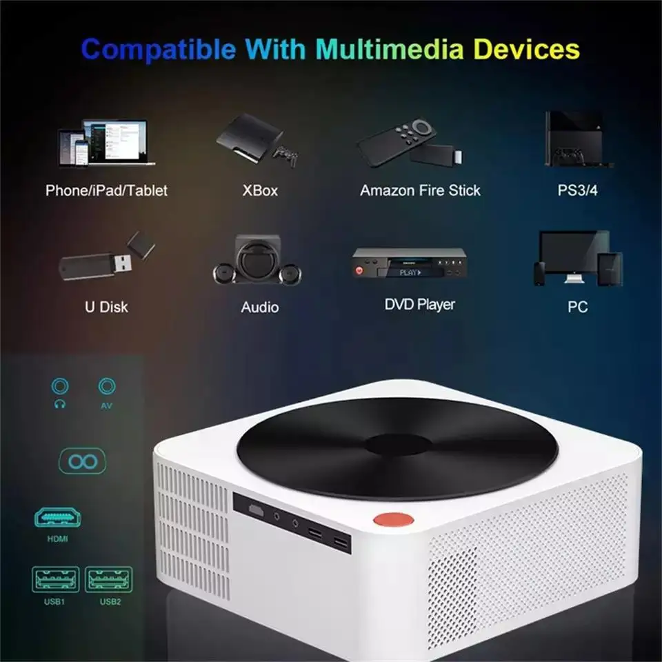 4K портативный мини мультимедийный цифровой проектор двухдиапазонный wifi с Android встроенными