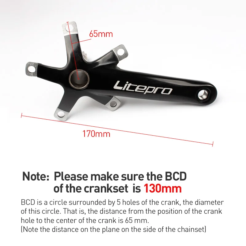 Folding Bike Crankset Disc Bicycle Disc Hollow Crank 130BCD with Bottom Bracket