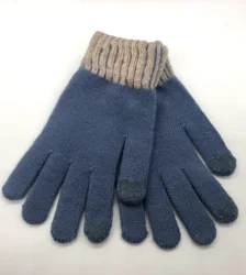 Factory direct sale touch screen knit winter gloves warm gloves two color jacquard wrist gloves