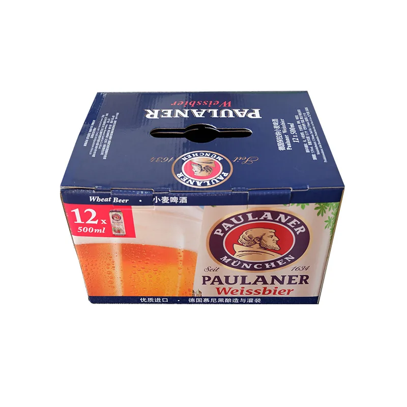 Custom Print 6 Wine Bottle Packaging Corrugated Beer Carrier case box six pack juice box with handle