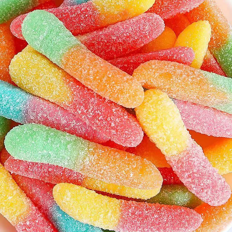 Wholesale Sour Gummy Worm Halal Earthworm Gummi Worms Candy Jelly Crawlers Soft Sweets