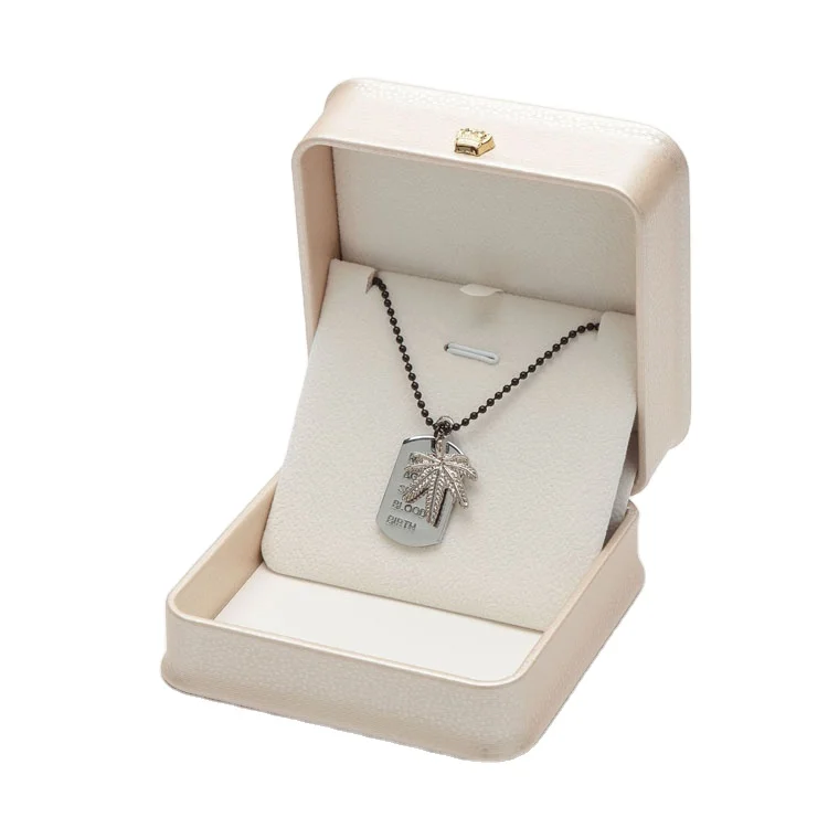 Fashion Luxury Pure White Custom Logo PU Leather Velvet Insert Jewelry Set Box Packaging Earring Necklace Ring Boxes