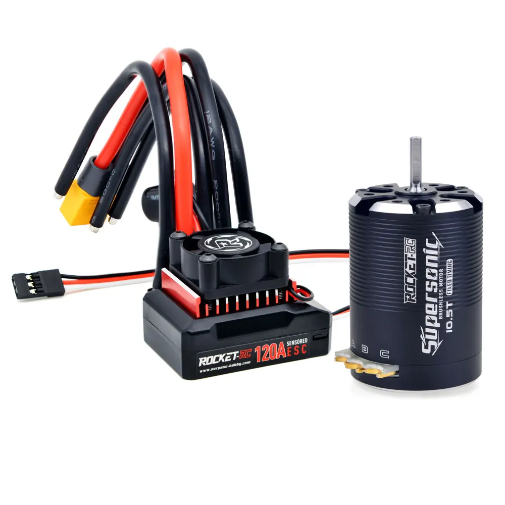 Surpass Hobby Rocket-RC Supersonic 540 fixed motor with 120A ESC Combo for 1/10 RC Car  drift cars on road touring TT02 Xrpress