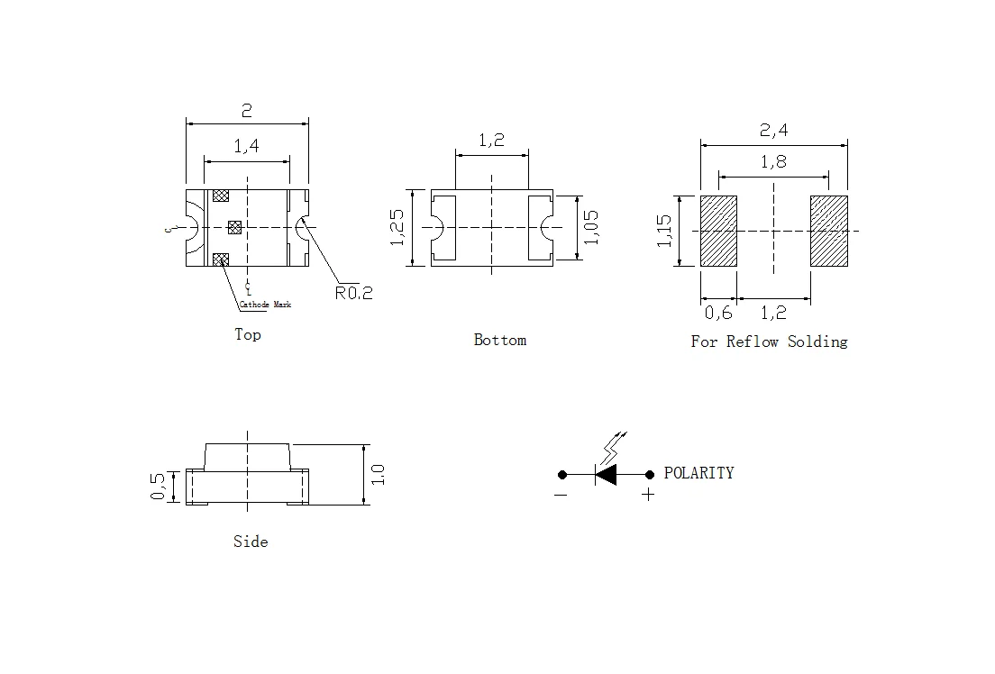 Juhong High bright best sale 0805 smd led various color customized size Wide Viewing Angle Led