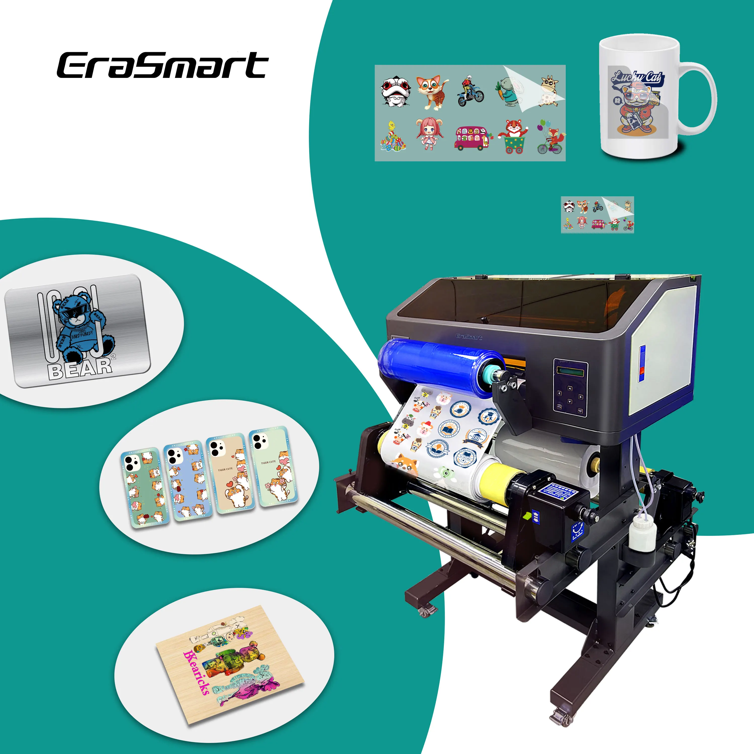 Erasmart High Speed XP600 Print Head Uv Dtf Film Printer A3 Inkjet Printer 30cm 35cm Digital Roll A3 Uv Dtf Printer