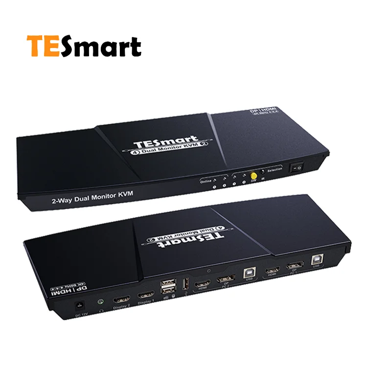 TESmart 4K 2 порта 4 в 2 Выход 4X2 2X2 DP Displayport двойной монитор USB 2,0 HDMI переключатель KVM с L/R аудио