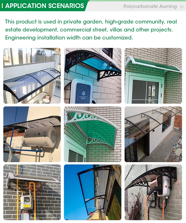 Easy Install Diy Polycarbonate Awning Shade Canopy Plastic Window Awning For Outdoor Sunshade