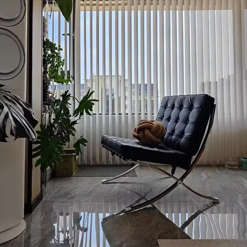 Modern danish waiting reception chairs luxury sofa accent chair for living room upholstered black leather mid century chair