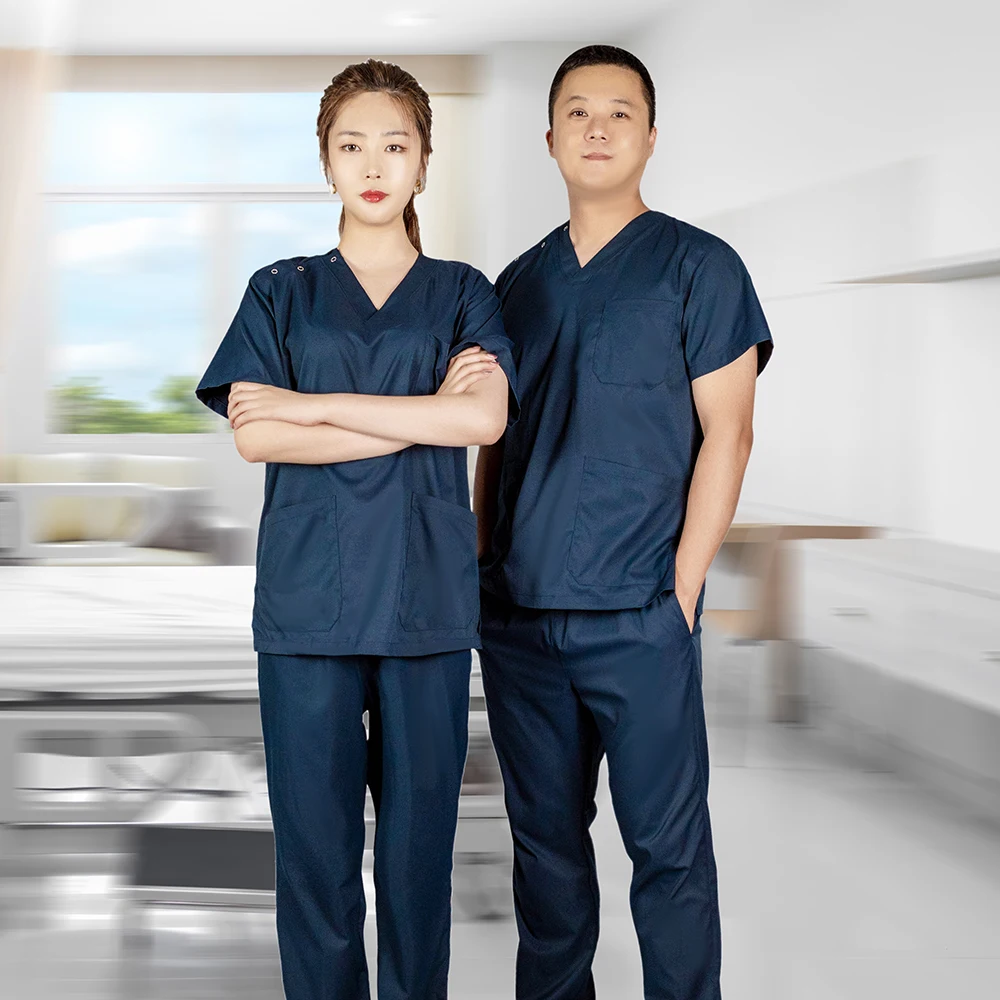 
Top Quality Hospital Uniforms Medical Scrubs for Women Scrub Sets Hospital Field 65 % Cotton and 35% Polyester for Unisex 1pcs 