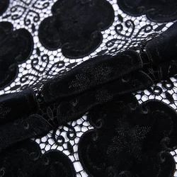 Wholesale cheap water soluble black velvet fabric lace embroidery patch fabric