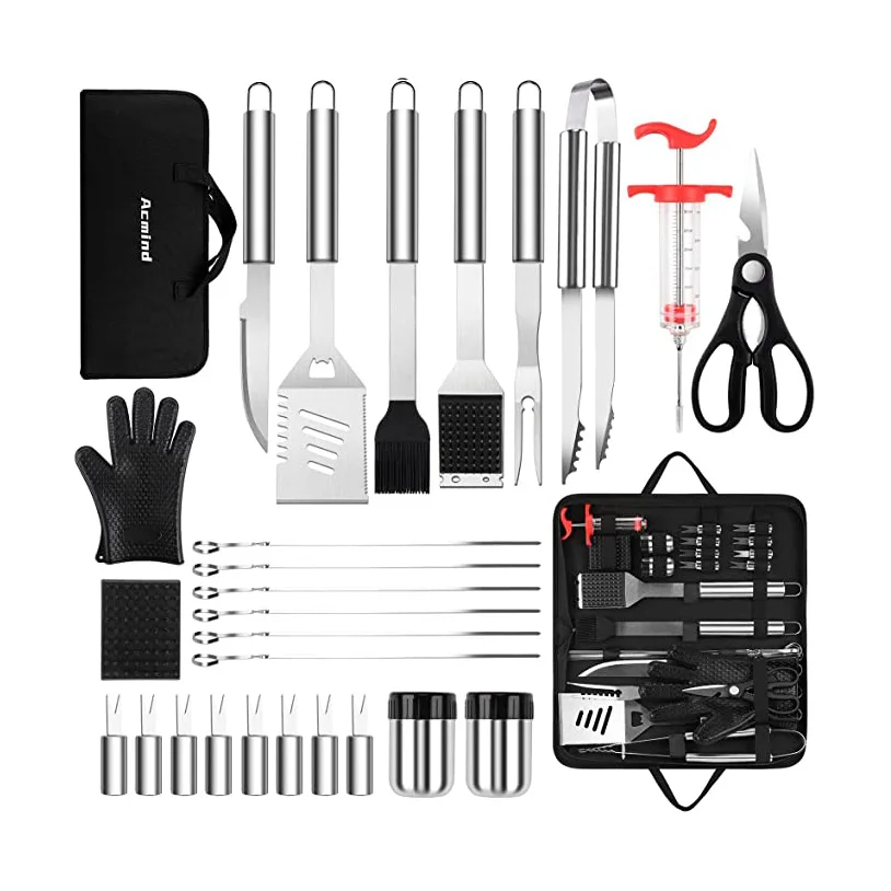 27 PCS BBQ Tool Set Stainless steel bbq tools Grill Spatula Barbecue Accessories Utensils Kit Tongs For Outdoor Camping Party