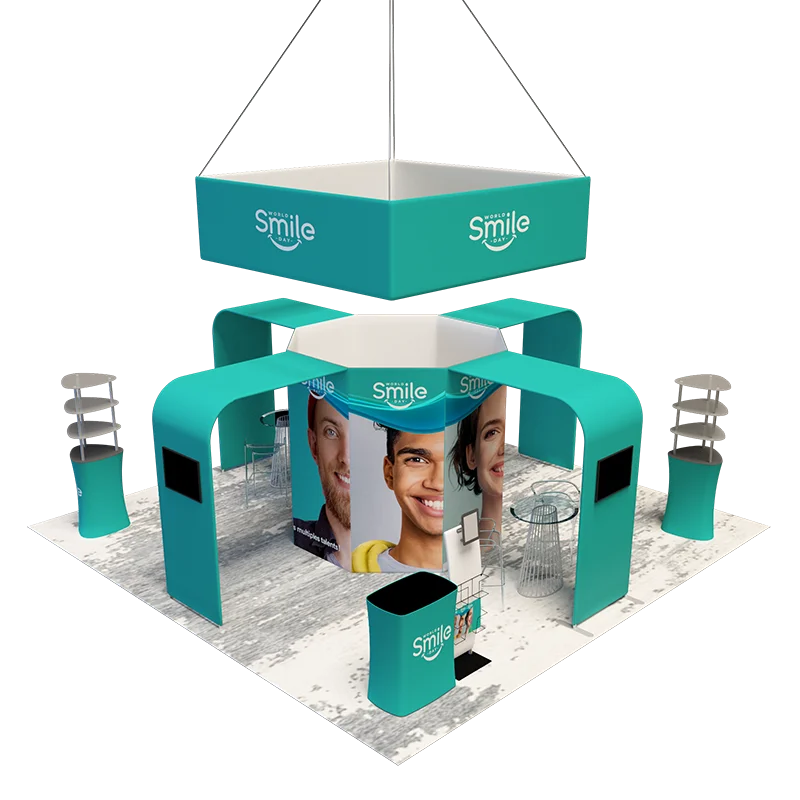 Portable Tradeshow Displays 10X10ft Trade Show Exhibition booth with shelves for advertision