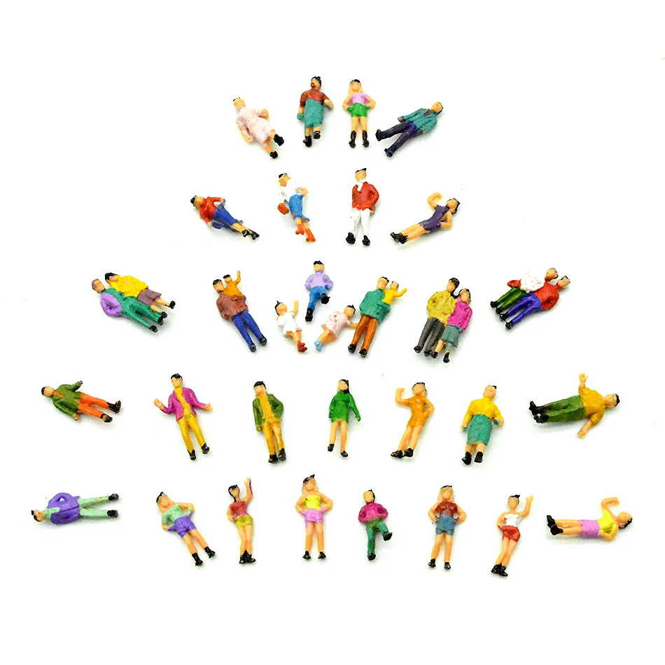 
50pcs HO scale plastic painted figures 1:87 model passager people architectural building materials standing figures 