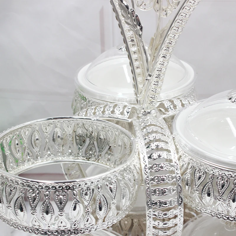 
Fruit Dessert Candy Plate 2 tiers 6 holders Ceramic Bowls Arabic Serving Tray Storage Tableware Gift 