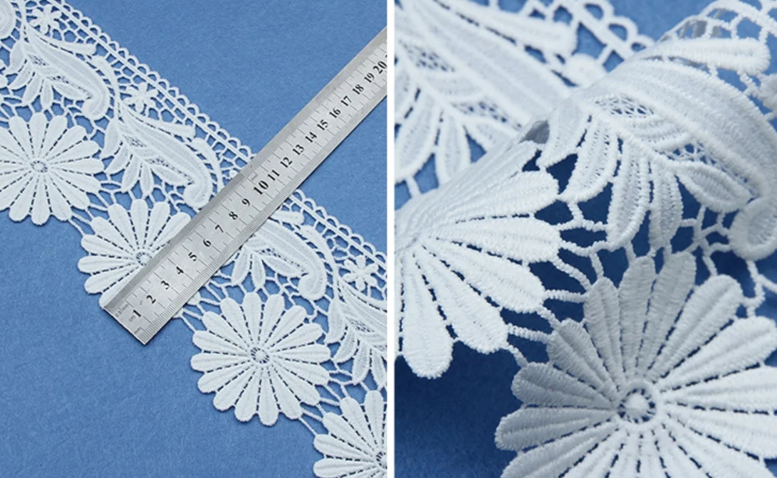 New Arrival Water Soluble Ivory Milk Fiber Embroidery Lace Fabric Chemical Lace Trim