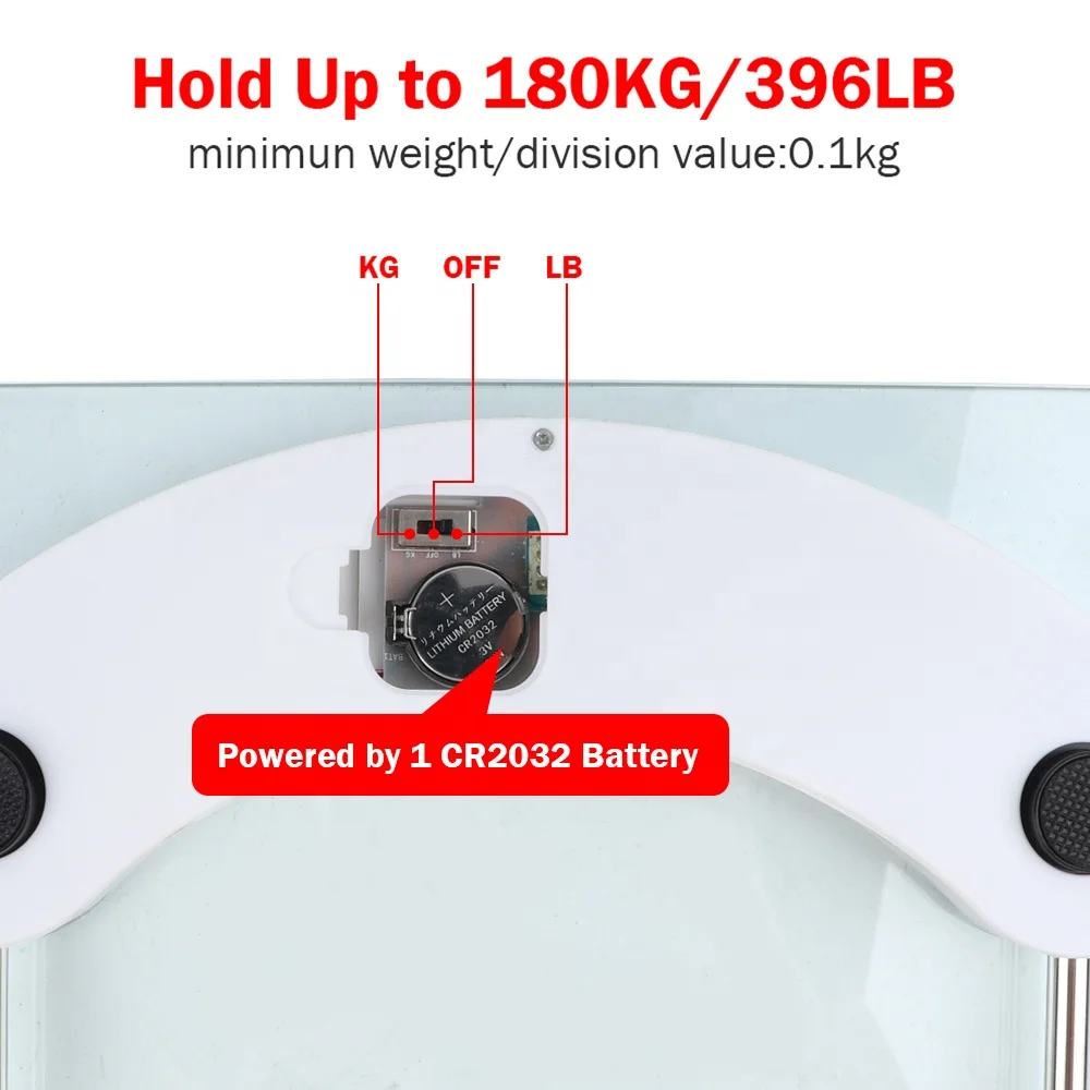K26-0059 точные цифровые веса тела 180 кг/400lb весы для измерения толщины 8 мм закаленное стекло