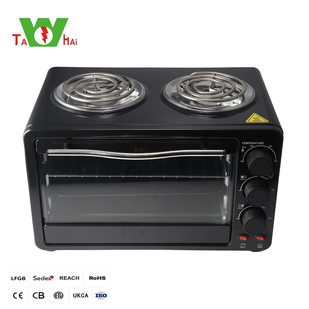 Adjustable Temperature Control 2 Plate Electric Stove With Oven Countertop mini oven with hotplates