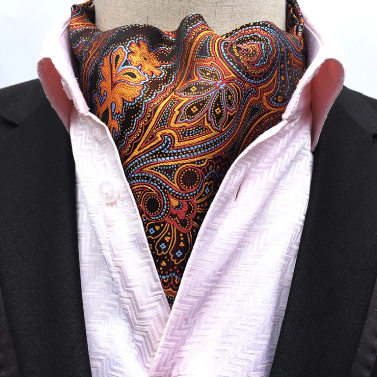 Classic Dot Cravate Homme Casual Paisley Folard Mens Ascot Polyester Jacquard Woven Ties For Men Italian
