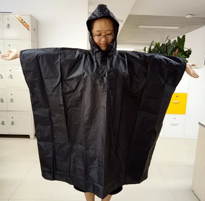 PU Coating Outdoor Camping Raincoat Gear Survival Cloak Lightweight Hiking Hooded Rain Poncho