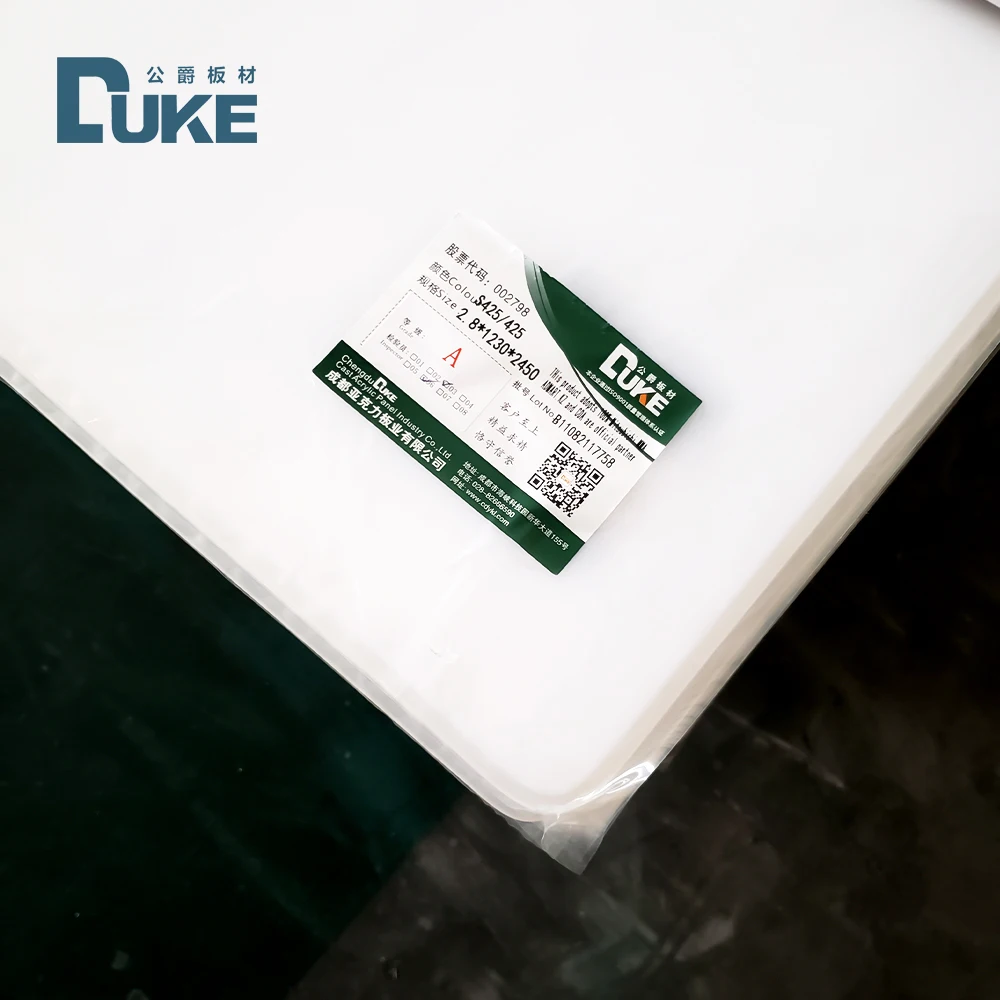 DUKE 1220 x 2440mm Milk Color 4mm Sanitary Acrylic Sheet For Shower Room
