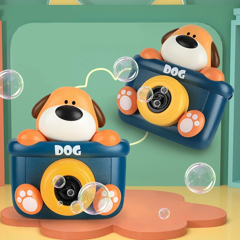 New Design Cute Cartoon Stupid Dog Bubble Machine Toy Light And Music Leak Proof Liquid Bubble Camera Summer Outdoors Soap Toys