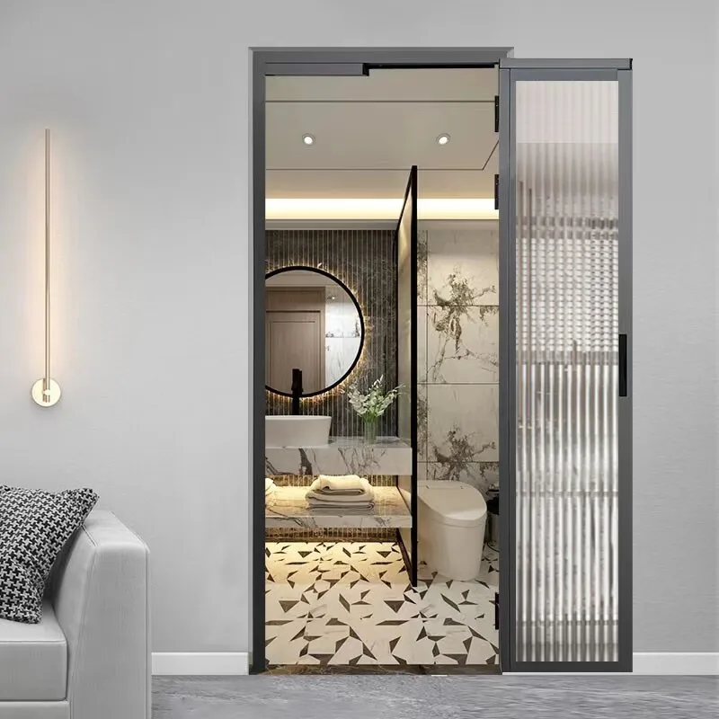 New Design Indoor Folding Double Glass PD Sliding Balcony Bathroom Aluminum Bi-fold PT Door