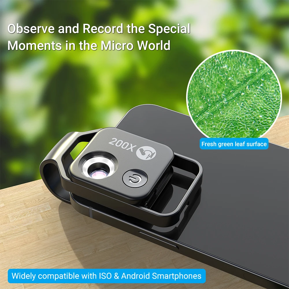Apexel New Phone Gadget 200x Microscope Lens Macro Camera with Flash Fill Light for
