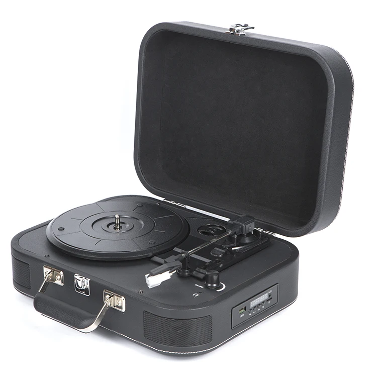 Support 3 Speed Vinyl Record Play Portable Hot Sale Modern Phonograph Briefcase Bluetooth Sound System Earphone Turntable Player