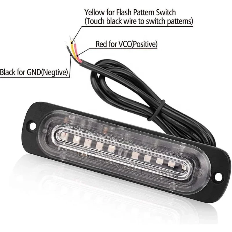 Ultra Thin 10 Leds Car Strobe Emergency Warning Lights Bar 12V Auto LED Side Grille Flashing Beacon Traffic Lamps For SUV Truck