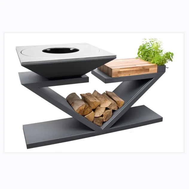 Large Wood Fired Barbecue Charcoal BBQ Grill Corten steel Fire Pit grill