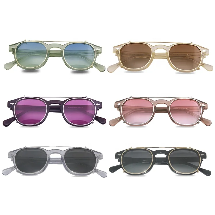 Wholesale Acetate Eyewear Clip On Popular Spectacle Frames With Clip On Round Optical Frame