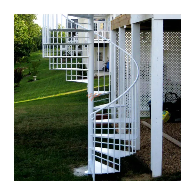 Foshan factory price exterior deck contemporary design iron cast spiral stairs with light