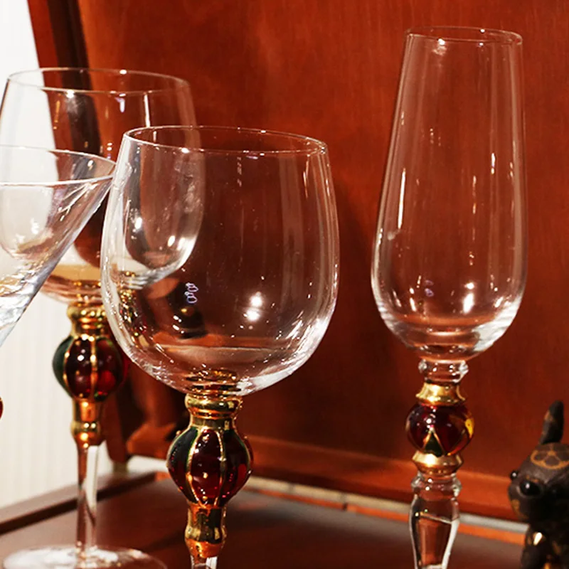 Cocktail Glasses Champagne Flute Reusable Handmade Colored Beaded Creative Vintage Luxury Crystal Wine Glasses