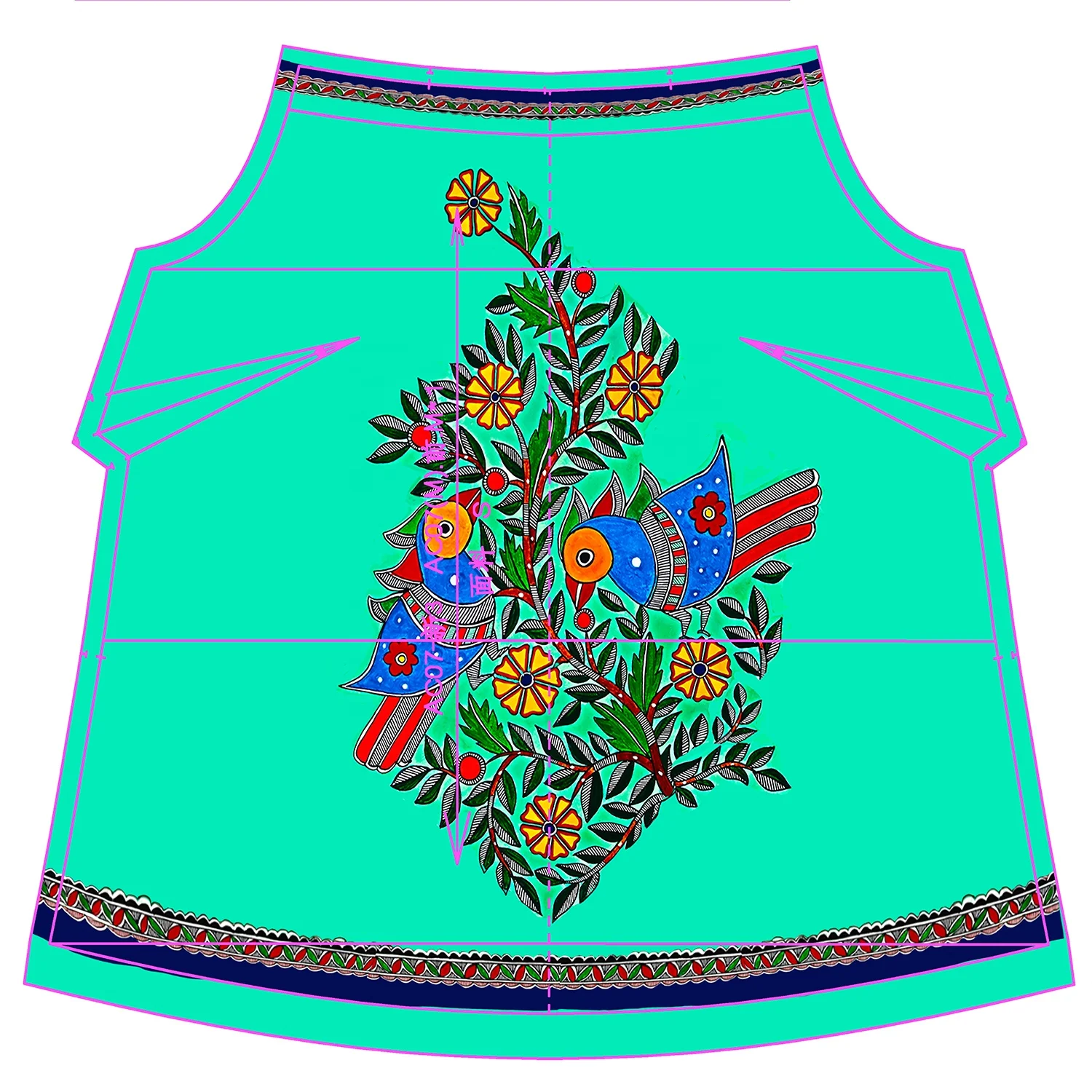 
Two Birds Aqua pure silk women tops 100%silk satin women blouses new style silk digital print women sleepwear 